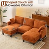 image:imageVINGLI 100 W U Shaped Couch with Ottoman 22 Deep Seat Comfortable Sectional Couches for Living Room 3 Seater Chenille Fabric Cloud Sofa for Apartment Small Spaces Bedroom GreenOrange