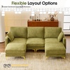 image:imageVINGLI 100 W U Shaped Couch with Ottoman 22 Deep Seat Comfortable Sectional Couches for Living Room 3 Seater Chenille Fabric Cloud Sofa for Apartment Small Spaces Bedroom GreenGreen