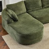 image:imageVINGLI 101 W Boneless Curved Sectional Sofa with Convertible Chaise Modular Cloud Couch for Living Room with Cozy Corduroy Fabric No Assembly Needed for Apartment Bedroom Small Spaces KhakiOlive Green