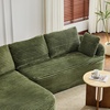 image:imageVINGLI 101 W Boneless Curved Sectional Sofa with Convertible Chaise Modular Cloud Couch for Living Room with Cozy Corduroy Fabric No Assembly Needed for Apartment Bedroom Small Spaces KhakiOlive Green