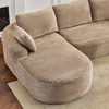 image:imageVINGLI 101 W Boneless Curved Sectional Sofa with Convertible Chaise Modular Cloud Couch for Living Room with Cozy Corduroy Fabric No Assembly Needed for Apartment Bedroom Small Spaces KhakiKhaki