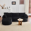 image:imageVINGLI 101 W Boneless Curved Sectional Sofa with Convertible Chaise Modular Cloud Couch for Living Room with Cozy Corduroy Fabric No Assembly Needed for Apartment Bedroom Small Spaces KhakiBlack