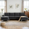 image:imageVINGLI 110 Modern Sectional Couch with 51 D Double Chaise Black Deep Seat U Shaped Couch with Removable Pillows amp Metal Legs Comfy 4Seat Sofas for Living Room Linen FabricDark Grey