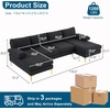 image:imageVINGLI 110 Modern Sectional Couch with 51 D Double Chaise Black Deep Seat U Shaped Couch with Removable Pillows amp Metal Legs Comfy 4Seat Sofas for Living Room Linen FabricBlack