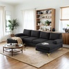 image:imageVINGLI 110 Modern Sectional Couch with 51 D Double Chaise Black Deep Seat U Shaped Couch with Removable Pillows amp Metal Legs Comfy 4Seat Sofas for Living Room Linen FabricBlack