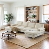 image:imageVINGLI 110 Modern Sectional Couch with 51 D Double Chaise Black Deep Seat U Shaped Couch with Removable Pillows amp Metal Legs Comfy 4Seat Sofas for Living Room Linen FabricBeige