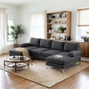 image:imageVINGLI 110 Modern Sectional Couch with 51 D Double Chaise Black Deep Seat U Shaped Couch with Removable Pillows amp Metal Legs Comfy 4Seat Sofas for Living Room Linen FabricDark Grey