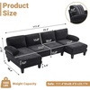 image:imageVINGLI 110 Sectional Couches for Living RoomU Shaped Couch with Double Chaise 4Seat Sofa Set with Chenille Fabric for Home FurnitureBlackChenilleblack