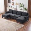 image:imageVINGLI 110 Sectional Couches for Living RoomU Shaped Couch with Double Chaise 4Seat Sofa Set with Chenille Fabric for Home FurnitureBlackChenilleblack