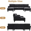 image:imageVINGLI 110 Sectional Couches for Living RoomU Shaped Couch with Double Chaise 4Seat Sofa Set with Chenille Fabric for Home FurnitureBlackChenilleblack