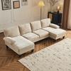 image:imageVINGLI 110 Sectional Couches for Living RoomU Shaped Couch with Double Chaise 4Seat Sofa Set with Chenille Fabric for Home FurnitureBlackChenillelight Khaki