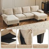 image:imageVINGLI 110 Sectional Couches for Living RoomU Shaped Couch with Double Chaise 4Seat Sofa Set with Chenille Fabric for Home FurnitureBlackChenillelight Khaki