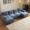 image:imageVINGLI 110 Sectional Couches for Living RoomU Shaped Couch with Double Chaise 4Seat Sofa Set with Chenille Fabric for Home FurnitureBlackChenilleocean Blue