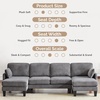 image:imageVINGLI 110 Sectional Couches for Living RoomU Shaped Couch with Double Chaise 4Seat Sofa Set with Chenille Fabric for Home FurnitureBlackCorduroydark Grey