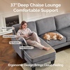 image:imageVINGLI 110 Sectional Couches for Living RoomU Shaped Couch with Double Chaise 4Seat Sofa Set with Chenille Fabric for Home FurnitureBlackCorduroydark Grey