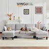 image:imageVINGLI 110 Sectional Couches for Living RoomU Shaped Couch with Double Chaise 4Seat Sofa Set with Chenille Fabric for Home FurnitureBlackCorduroylight Grey