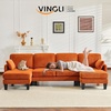 image:imageVINGLI 110 Sectional Couches for Living RoomU Shaped Couch with Double Chaise 4Seat Sofa Set with Chenille Fabric for Home FurnitureBlackCorduroyorange