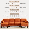 image:imageVINGLI 110 Sectional Couches for Living RoomU Shaped Couch with Double Chaise 4Seat Sofa Set with Chenille Fabric for Home FurnitureBlackCorduroyorange