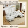 image:imageVINGLI 110 UShaped Sectional Couch with Two Chaise Affordable Small Sofa with 4 Seats Chenille Fabric Comfy Couches for Living Room BlueChenillebeige