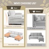 image:imageVINGLI 110 UShaped Sectional Couch with Two Chaise Affordable Small Sofa with 4 Seats Chenille Fabric Comfy Couches for Living Room BlueChenillebeige