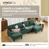 image:imageVINGLI 110 UShaped Sectional Couch with Two Chaise Affordable Small Sofa with 4 Seats Chenille Fabric Comfy Couches for Living Room BlueChenilledark Green