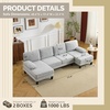 image:imageVINGLI 110 UShaped Sectional Couch with Two Chaise Affordable Small Sofa with 4 Seats Chenille Fabric Comfy Couches for Living Room BlueChenillelight Grey