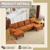 image:imageVINGLI 110 UShaped Sectional Couch with Two Chaise Affordable Small Sofa with 4 Seats Chenille Fabric Comfy Couches for Living Room BlueChenilleorange