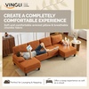 image:imageVINGLI 110 UShaped Sectional Couch with Two Chaise Affordable Small Sofa with 4 Seats Chenille Fabric Comfy Couches for Living Room BlueChenilleorange