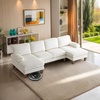 image:imageVINGLI 110 UShaped Sectional Couch with Two Chaise Affordable Small Sofa with 4 Seats Chenille Fabric Comfy Couches for Living Room BlueCorduroybeige