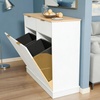 image:imageVINGLI 20 Gallon Double Tilt Out Trash Can Cabinet Wooden Fluted Design Double Garbage Can Cabinet with Storage Drawers Hidden Trash Can Holder for Kitchen Living Room Laundry Room White