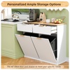 image:imageVINGLI 20 Gallon Double Tilt Out Trash Can Cabinet Wooden Fluted Design Double Garbage Can Cabinet with Storage Drawers Hidden Trash Can Holder for Kitchen Living Room Laundry Room White