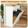 image:imageVINGLI 20 Gallon Double Tilt Out Trash Can Cabinet Wooden Fluted Design Double Garbage Can Cabinet with Storage Drawers Hidden Trash Can Holder for Kitchen Living Room Laundry Room White