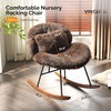 image:imageVINGLI 256 Extra Wide Criss Cross Nursery Rocking ChairCute Curved 115 Reclining Armless GliderTeddy Small Rocker wPillow amp Solid Wood for IndoorBedroom Living RoomTeddy FleeceBlush PinkFluffycocoa