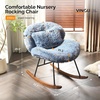 image:imageVINGLI 256 Extra Wide Criss Cross Nursery Rocking ChairCute Curved 115 Reclining Armless GliderTeddy Small Rocker wPillow amp Solid Wood for IndoorBedroom Living RoomTeddy FleeceBlush PinkFluffynavy Blue