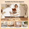 image:imageVINGLI 256 Extra Wide Criss Cross Nursery Rocking ChairCute Curved 115 Reclining Armless GliderTeddy Small Rocker wPillow amp Solid Wood for IndoorBedroom Living RoomTeddy FleeceBlush PinkTeddywhite