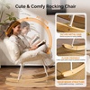 image:imageVINGLI 256 Extra Wide Criss Cross Nursery Rocking ChairCute Curved 115 Reclining Armless GliderTeddy Small Rocker wPillow amp Solid Wood for IndoorBedroom Living RoomTeddy FleeceBlush PinkFluffywhite