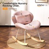 image:imageVINGLI 256 Extra Wide Criss Cross Nursery Rocking ChairCute Curved 115 Reclining Armless GliderTeddy Small Rocker wPillow amp Solid Wood for IndoorBedroom Living RoomTeddy FleeceBlush PinkTeddyblush Pink