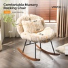 image:imageVINGLI 256 Extra Wide Criss Cross Nursery Rocking ChairCute Curved 115 Reclining Armless GliderTeddy Small Rocker wPillow amp Solid Wood for IndoorBedroom Living RoomTeddy FleeceBlush PinkFluffysandy Beige