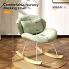 image:imageVINGLI 256 Extra Wide Criss Cross Nursery Rocking ChairCute Curved 115 Reclining Armless GliderTeddy Small Rocker wPillow amp Solid Wood for IndoorBedroom Living RoomTeddy FleeceBlush PinkTeddyseafoam Green