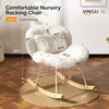 image:imageVINGLI 256 Extra Wide Criss Cross Nursery Rocking ChairCute Curved 115 Reclining Armless GliderTeddy Small Rocker wPillow amp Solid Wood for IndoorBedroom Living RoomTeddy FleeceBlush PinkFluffywhite