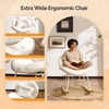image:imageVINGLI 256 Extra Wide Nursery 115 Armless Rocking Chair Curved Cute CrossLegged Glider Chair with Pillow amp Solid Wood Nursing Chair for Bedroom Living Room Fluffy Fleece Grass GreenTeddy Fleecewhite Cream