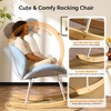 image:imageVINGLI 256 Extra Wide Nursery 115 Armless Rocking Chair Curved Cute CrossLegged Glider Chair with Pillow amp Solid Wood Nursing Chair for Bedroom Living Room Fluffy Fleece Grass GreenTeddy Fleecelight Blue
