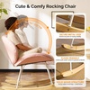 image:imageVINGLI 256 Extra Wide Nursery 115 Armless Rocking Chair Curved Cute CrossLegged Glider Chair with Pillow amp Solid Wood Nursing Chair for Bedroom Living Room Fluffy Fleece Grass GreenTeddy Fleecepink