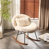 image:imageVINGLI 256 Extra Wide Nursery 115 Armless Rocking Chair Curved Cute CrossLegged Glider Chair with Pillow amp Solid Wood Nursing Chair for Bedroom Living Room Fluffy Fleece Grass GreenFluffykhaki