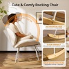image:imageVINGLI 256 Extra Wide Nursery 115 Armless Rocking Chair Curved Cute CrossLegged Glider Chair with Pillow amp Solid Wood Nursing Chair for Bedroom Living Room Fluffy Fleece Grass GreenTeddy Fleecewhite Cream