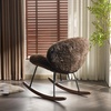 image:imageVINGLI 256 Extra Wide Nursery 115 Armless Rocking Chair Curved Cute CrossLegged Glider Chair with Pillow amp Solid Wood Nursing Chair for Bedroom Living Room Fluffy Fleece Chocolate