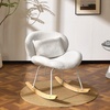 image:imageVINGLI 256 Extra Wide Nursery 115 Armless Rocking Chair Curved Cute CrossLegged Glider Chair with Pillow amp Solid Wood Nursing Chair for Bedroom Living Room Fluffy Fleece Grass GreenTeddy Fleecewhite Cream