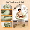 image:imageVINGLI 256 Extra Wide Nursery 115 Armless Rocking Chair Curved Cute CrossLegged Glider Chair with Pillow amp Solid Wood Nursing Chair for Bedroom Living Room Fluffy Fleece Grass GreenTeddy Fleecemint Green