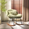 image:imageVINGLI 256 Extra Wide Nursery 115 Armless Rocking Chair Curved Cute CrossLegged Glider Chair with Pillow amp Solid Wood Nursing Chair for Bedroom Living Room Fluffy Fleece Grass GreenFluffygrass Green