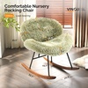 image:imageVINGLI 256 Extra Wide Nursery 115 Armless Rocking Chair Curved Cute CrossLegged Glider Chair with Pillow amp Solid Wood Nursing Chair for Bedroom Living Room Fluffy Fleece Grass GreenFluffygrass Green